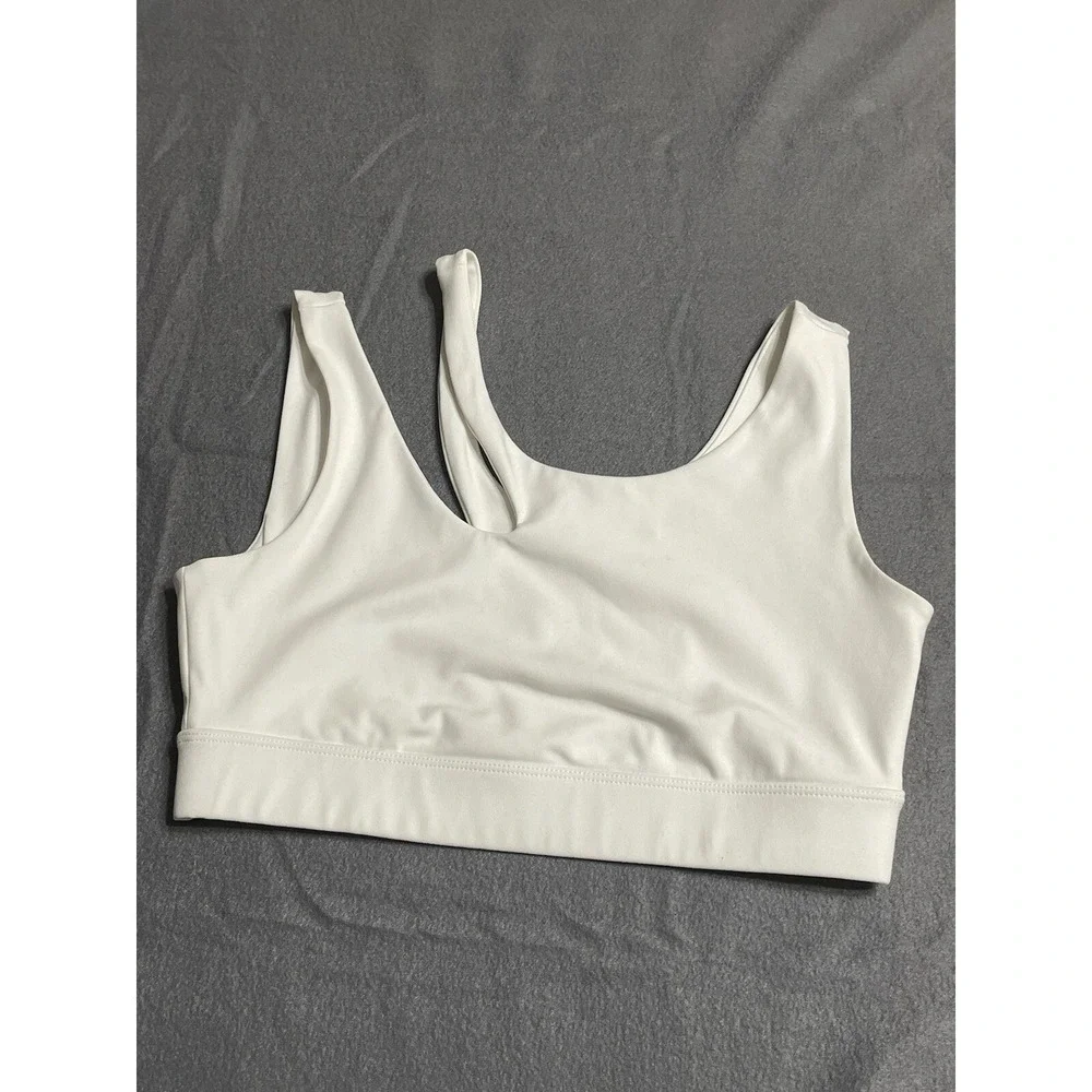 Seaav Athletics Cut Out Sports Bra Top‎ Womens Medium White Athleisure Fast Ship